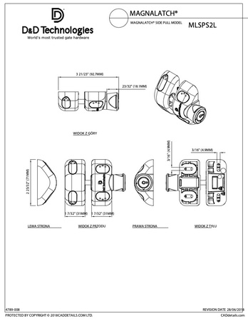 Zamek do bramki jednostronny bez kluczyka, zatrzask magnetyczny 7-17mm - 1 szt